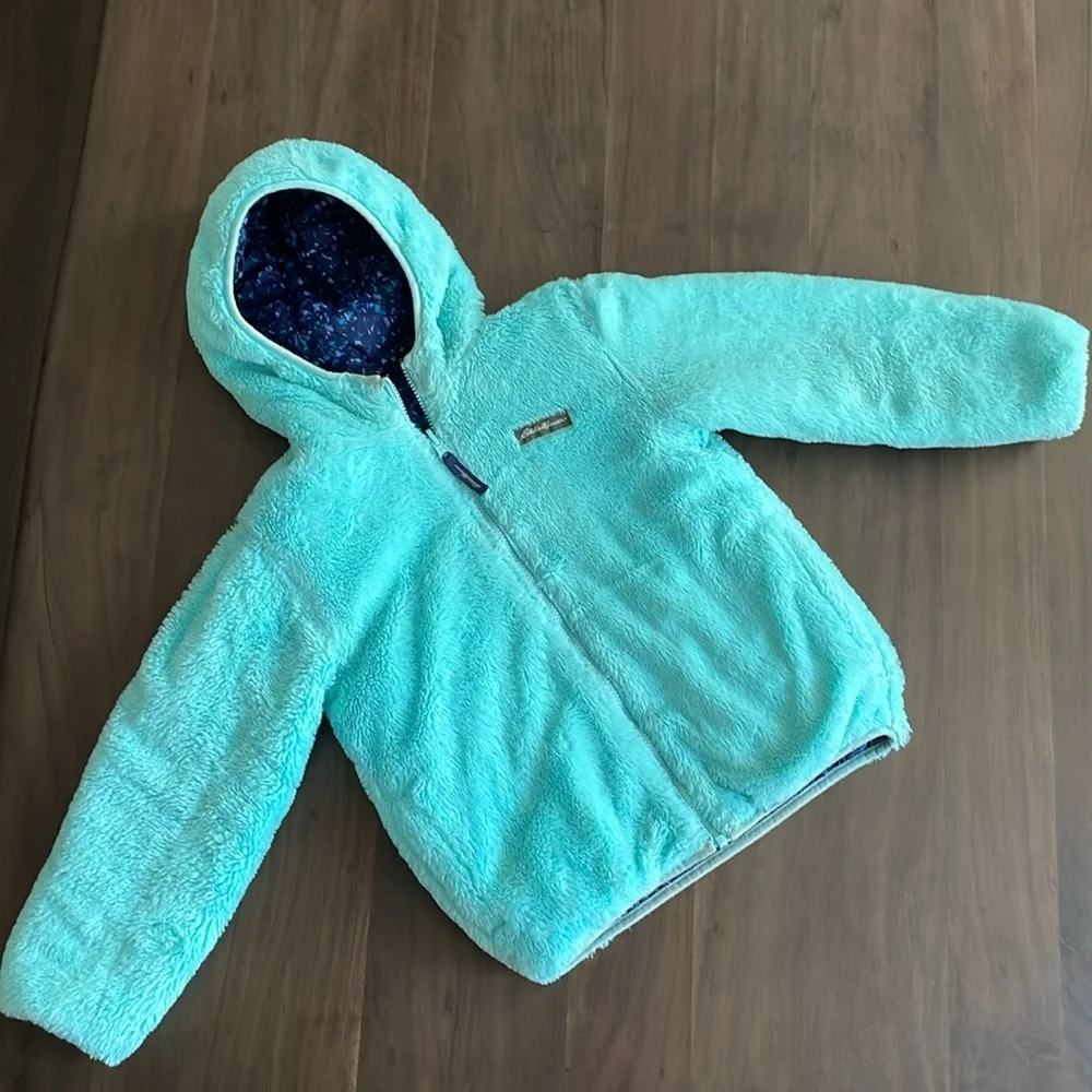 Eddie Bauer Girls reversible fleece puffer size 8/ medium - Picture 4 of 13